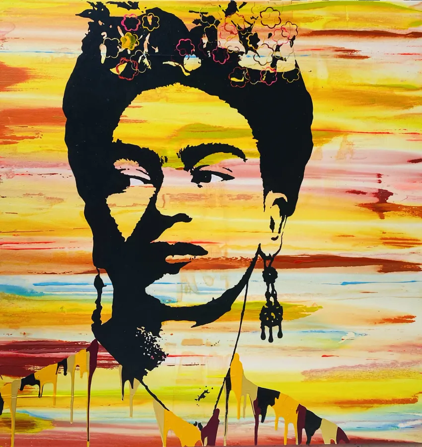 Frida Kahlo — Icon Collection painting by Erik Skoldberg, acrylic on canvas, 48 × 48 in