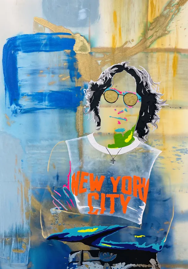 John Lennon — Icon Collection painting by Erik Skoldberg, acrylic on linen, 46 × 72 in