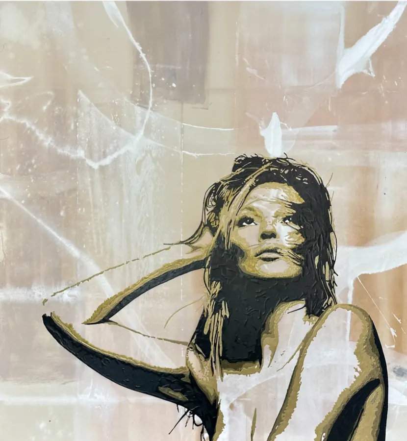 Kate Moss — Icon Collection painting by Erik Skoldberg, acrylic on linen, 70 × 80 in