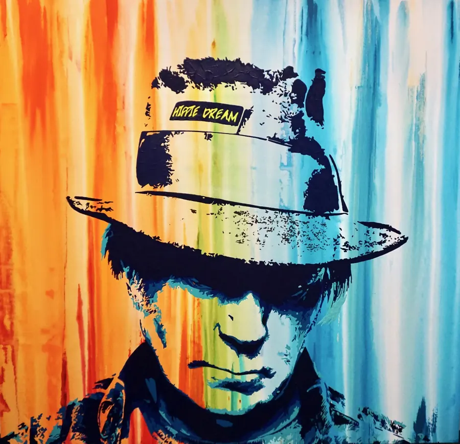 Neil Young — Icon Collection painting by Erik Skoldberg, acrylic on canvas, 56 × 56 in