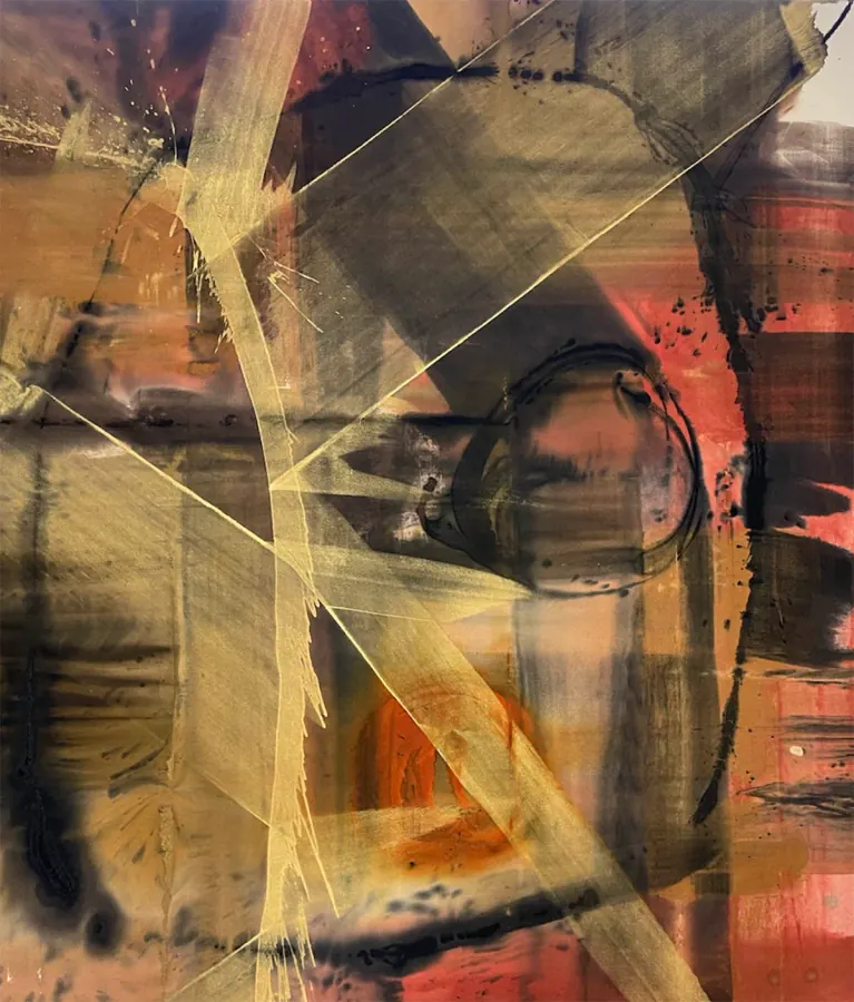 Oxide, Black, Metallic — Urban Collection painting by Erik Skoldberg, acrylic on linen, 60 × 84 in