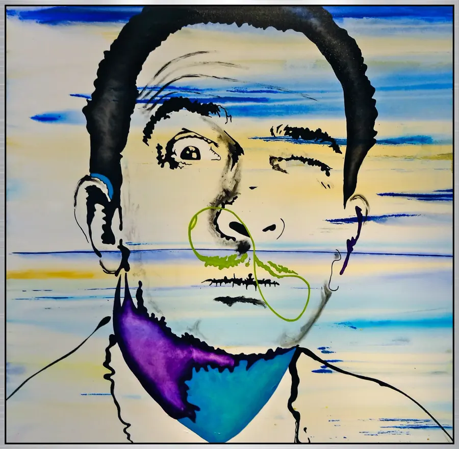 Salvidor Dali — Icon Collection painting by Erik Skoldberg, acrylic on canvas, 50 × 50 in