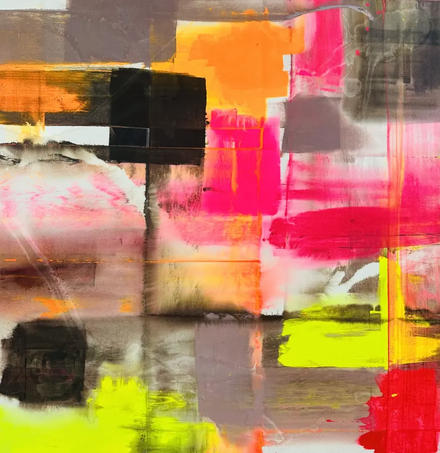 Umber, Fleash, Pink, Sun — Urban Collection painting by Erik Skoldberg, acrylic on linen, 72 × 72 in