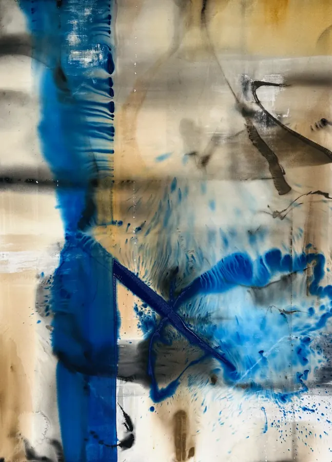 Umber, Oxide, Electrics — Urban Collection painting by Erik Skoldberg, acrylic on linen, 60 × 96 in