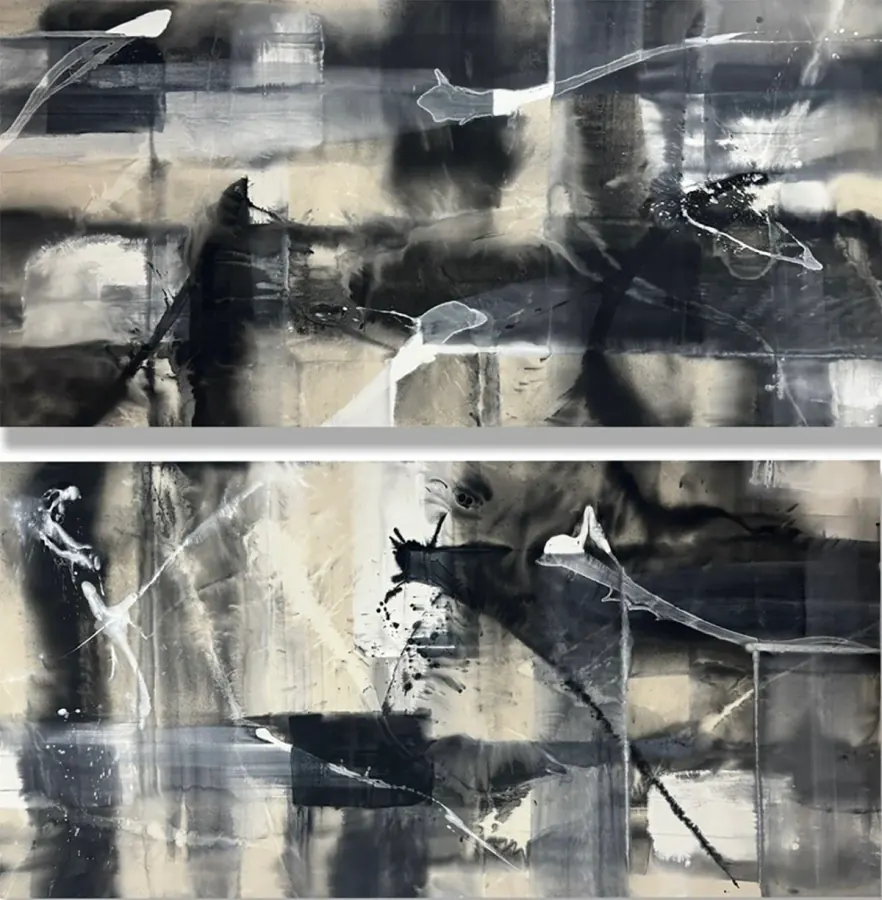 White, Mars, Black — Urban Collection painting by Erik Skoldberg, acrylic on linen, 112 × 112 in