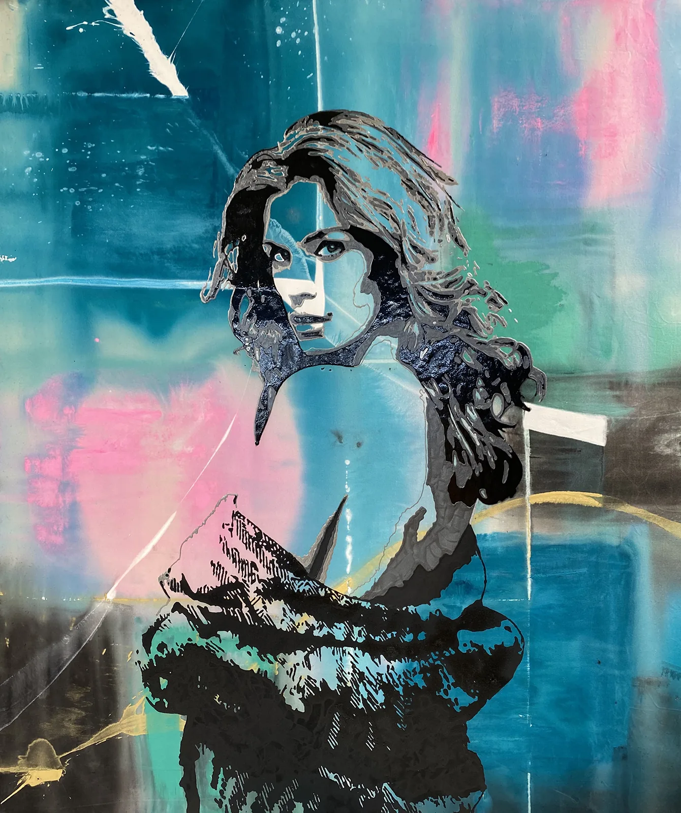 Cindy Crawford — Icon Collection painting by Erik Skoldberg, acrylic on linen, 72 × 84 in