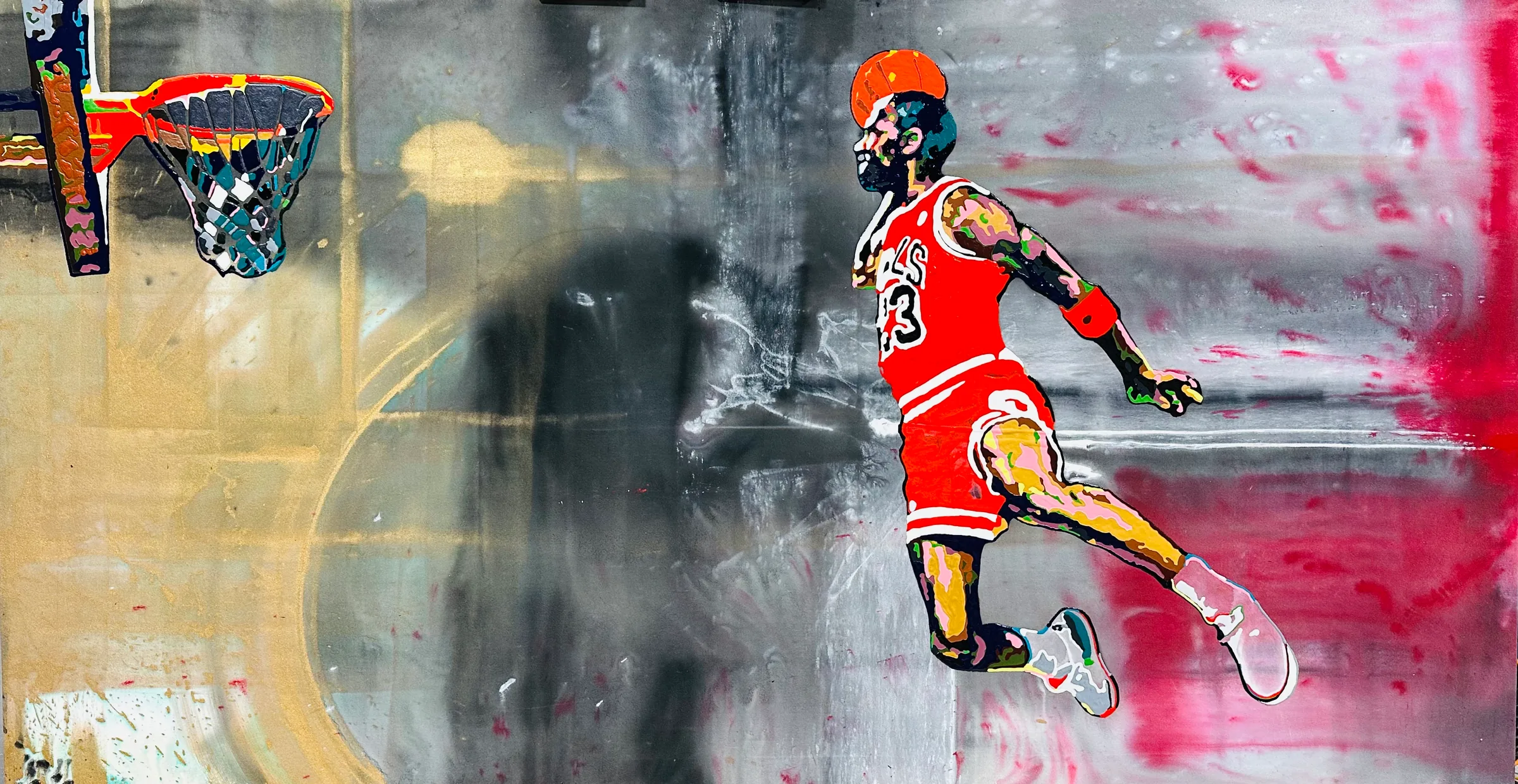 Michael Jordan  "The Flier" — Icon Collection painting by Erik Skoldberg, acrylic on linen, 96 × 52 in
